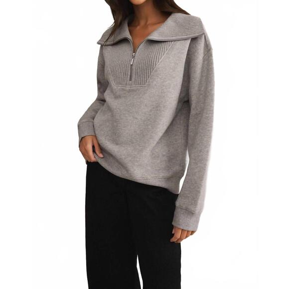 NEW Z SUPPLY sonata fleece sweatshirt in classic heather grey - Picture 3 of 5